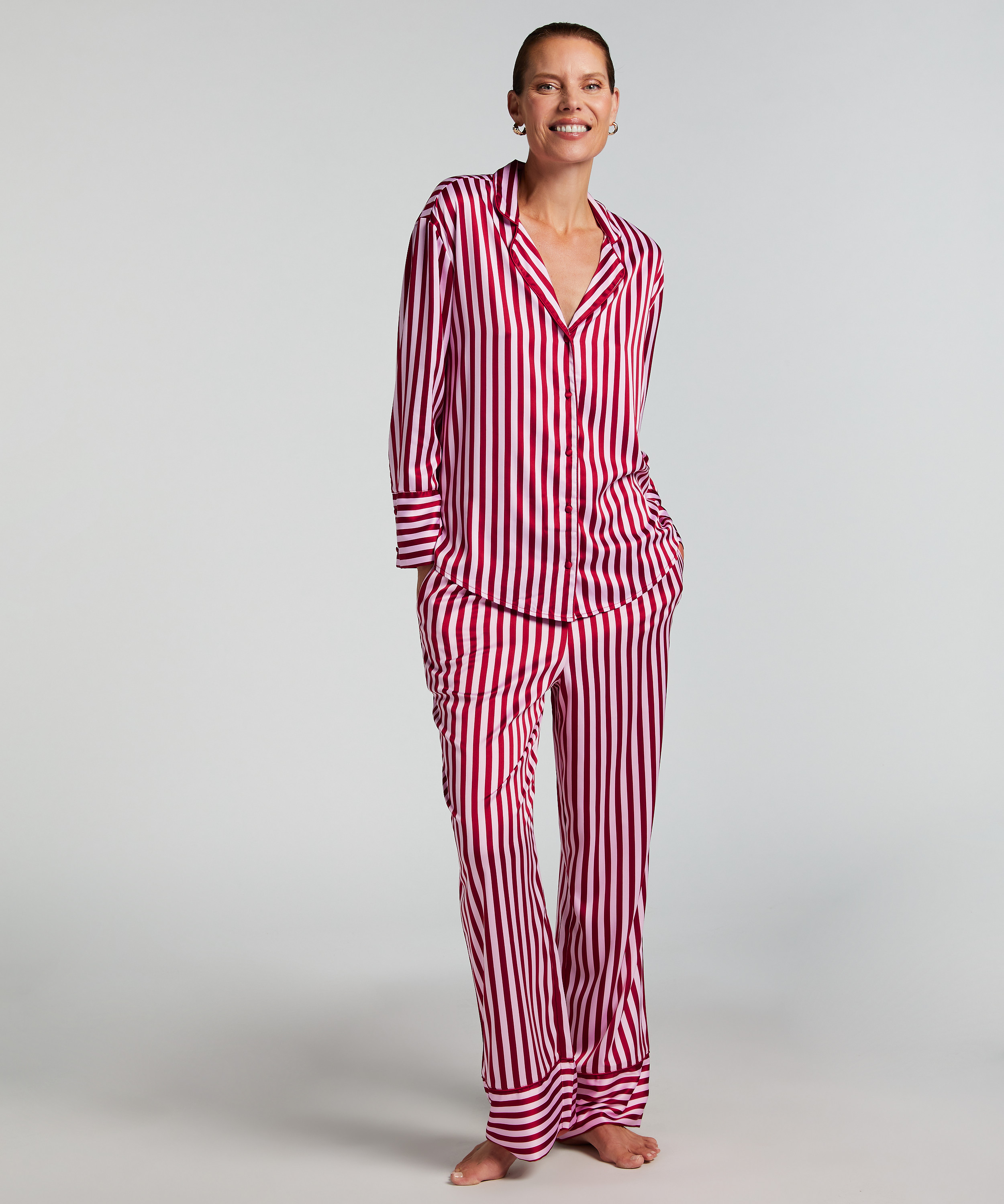 Satin Long-Sleeved Jacket, Pink, main