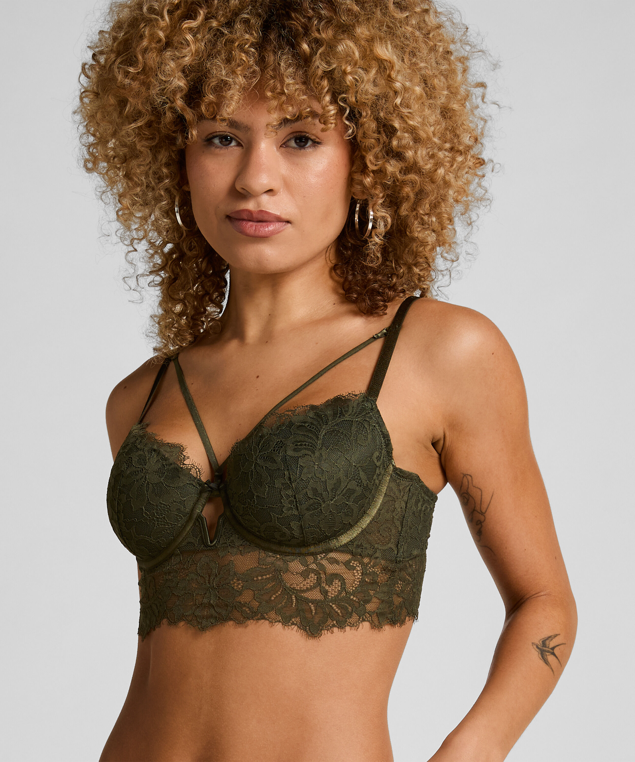 Isabella Padded Underwired Longline Bra, Green