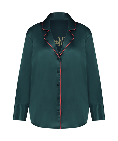 Satin Long-Sleeved Jacket, Green