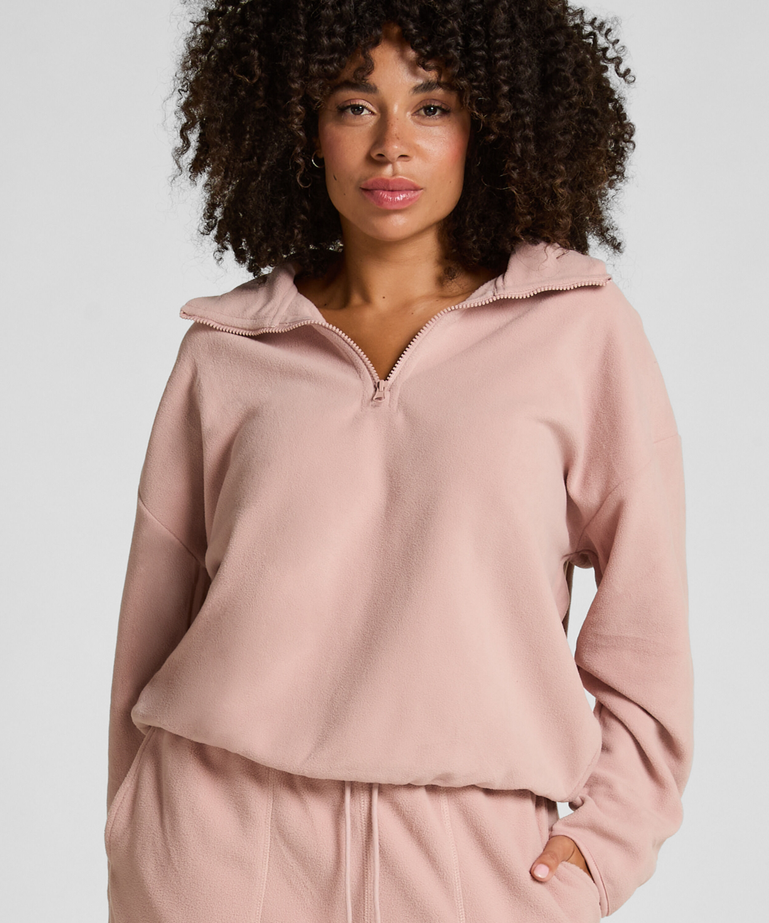 Top Half Zip Sporty Fleece, Pink