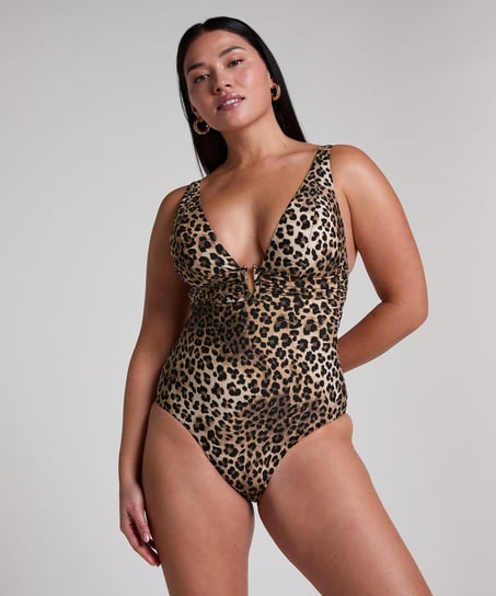 Luxe Animalia Shaping Bathingsuit, Brown