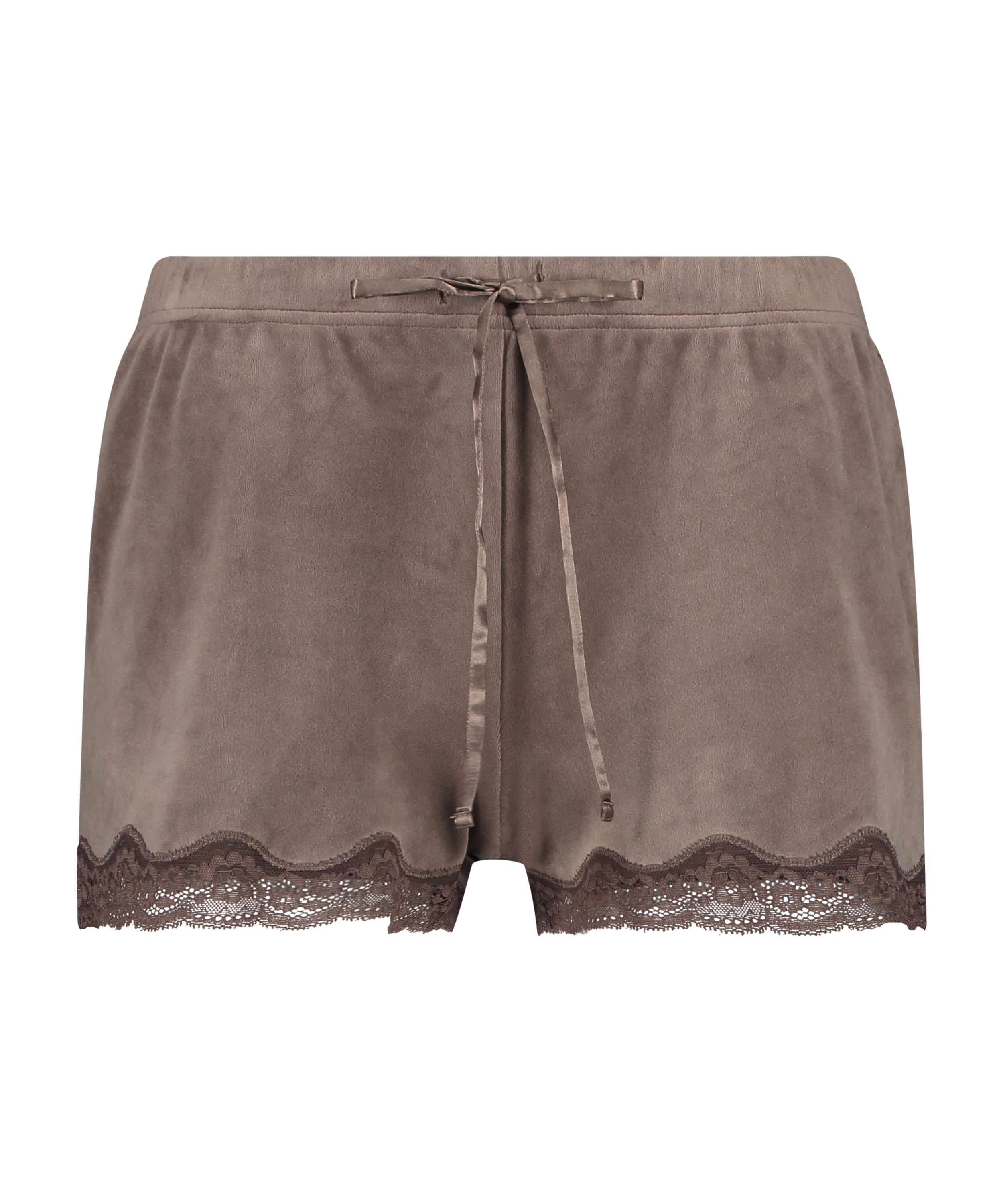 Velvet lace shorts, Brown, main