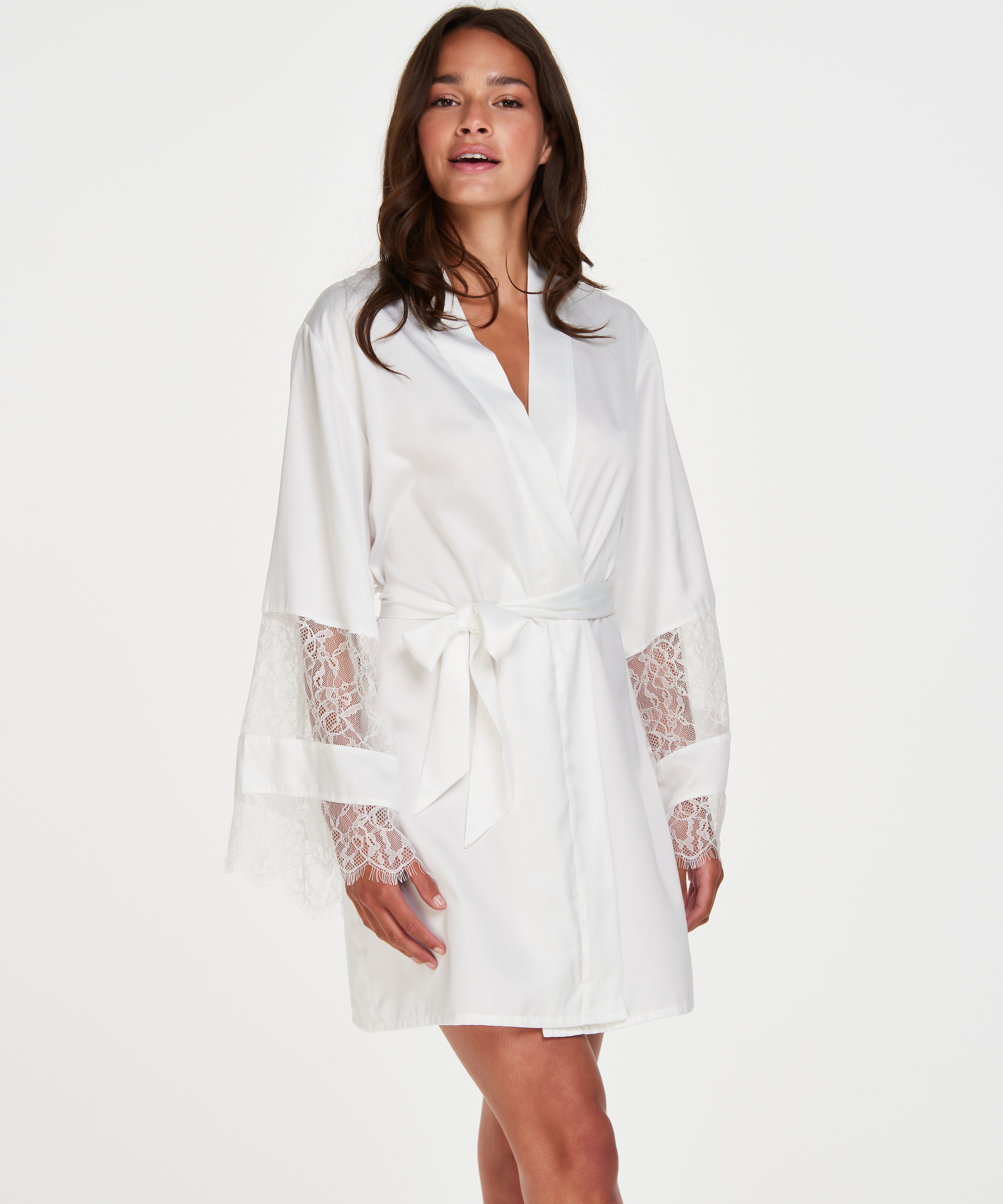 Kimono satin Bridal, White, main