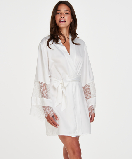 Kimono satin Bridal, White