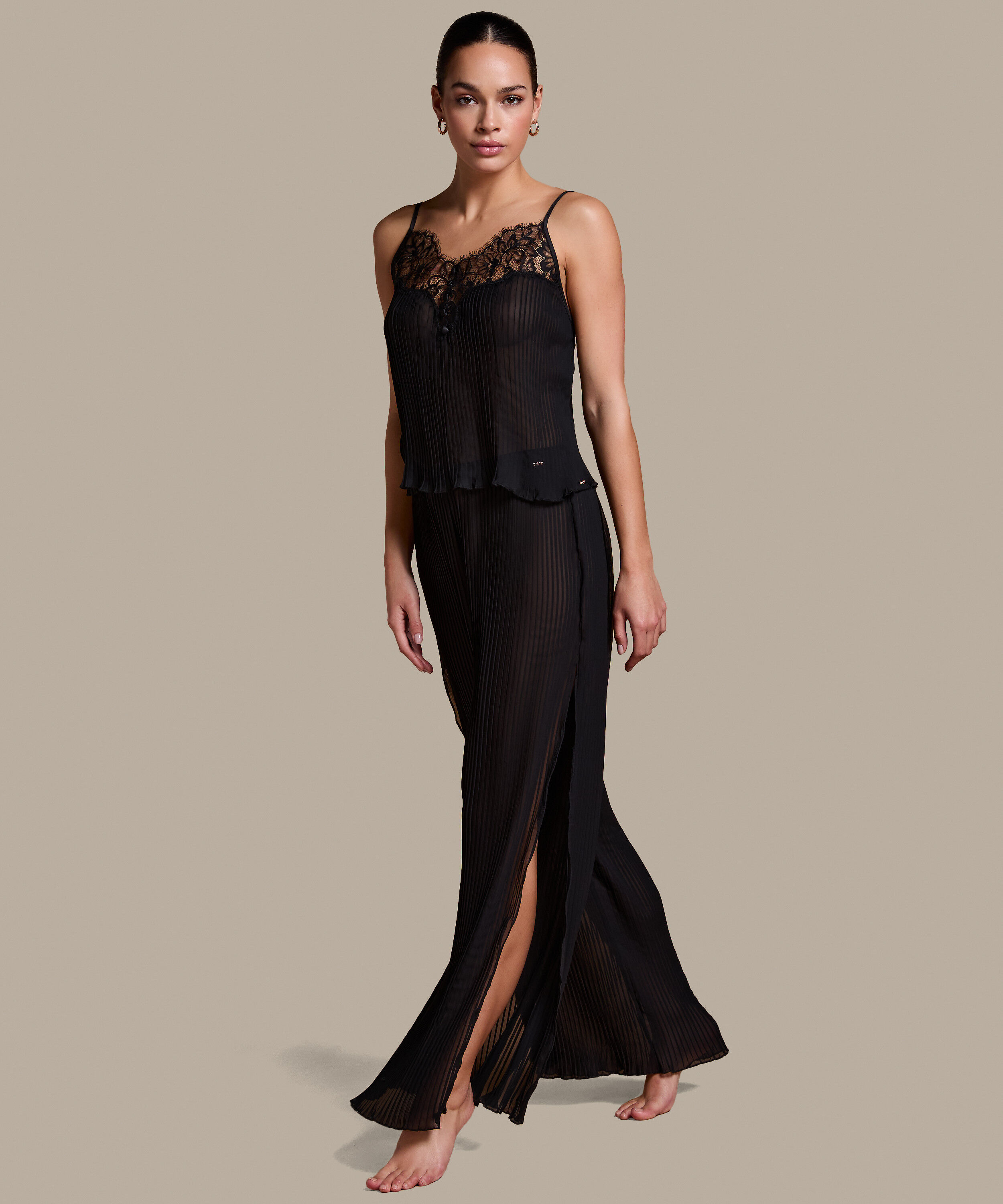 Plisse Pants, Black Plisse Pants, Black