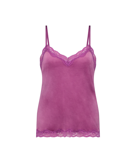 Velours Lace Cami Top, Purple
