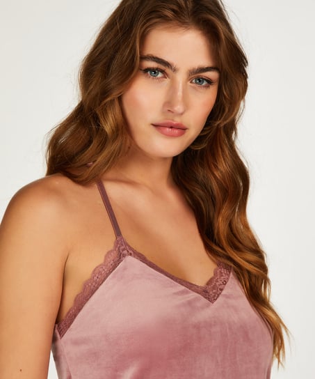 Velvet Lace Cami, Pink