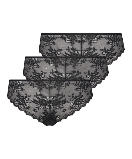 3-pack invisible Brazilian, Black