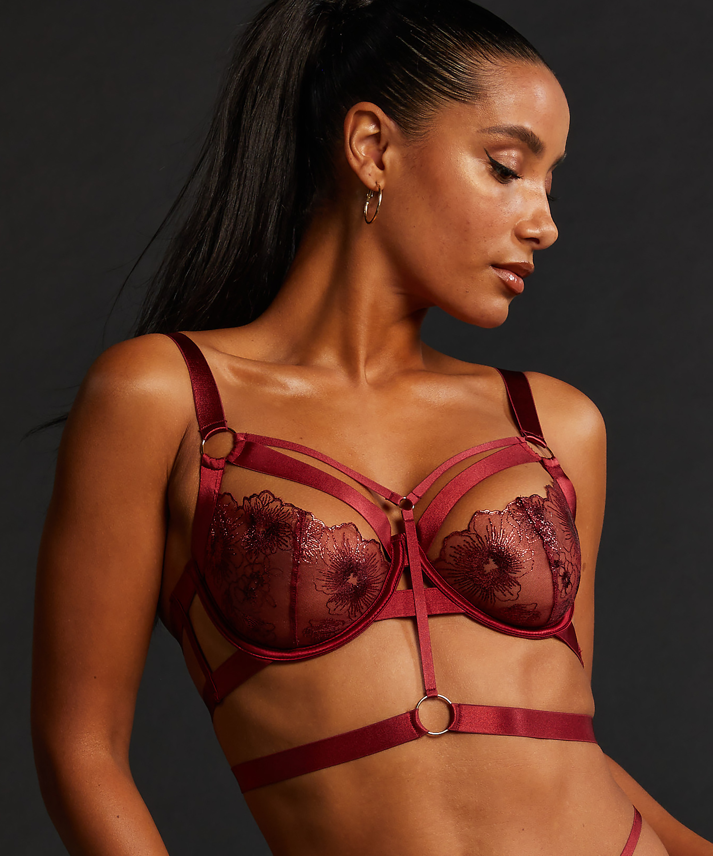 Oxana Non-Padded Longline Underwired Bra - Red