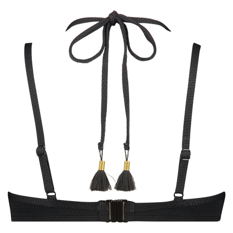 Scallop Glam Padded Underwired Bikini Top, Black