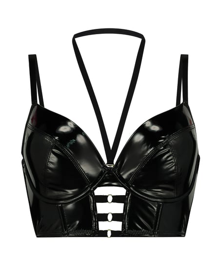 Seductress Padded Underwired Longline Bra, Black