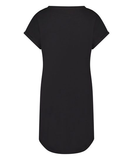 Round Neck Nightshirt, Black