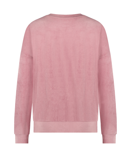 Velour rib top with long sleeves, Pink