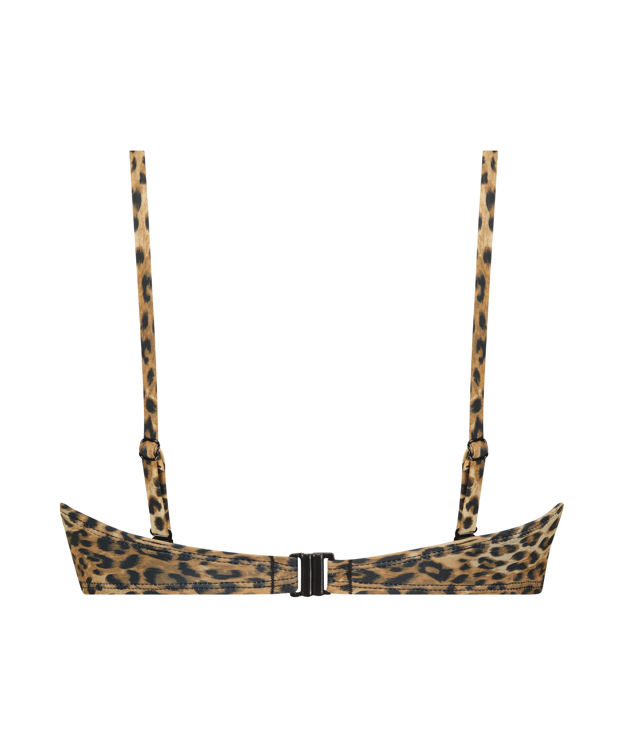 Padded strapless Leopard bikini top, Brown, main