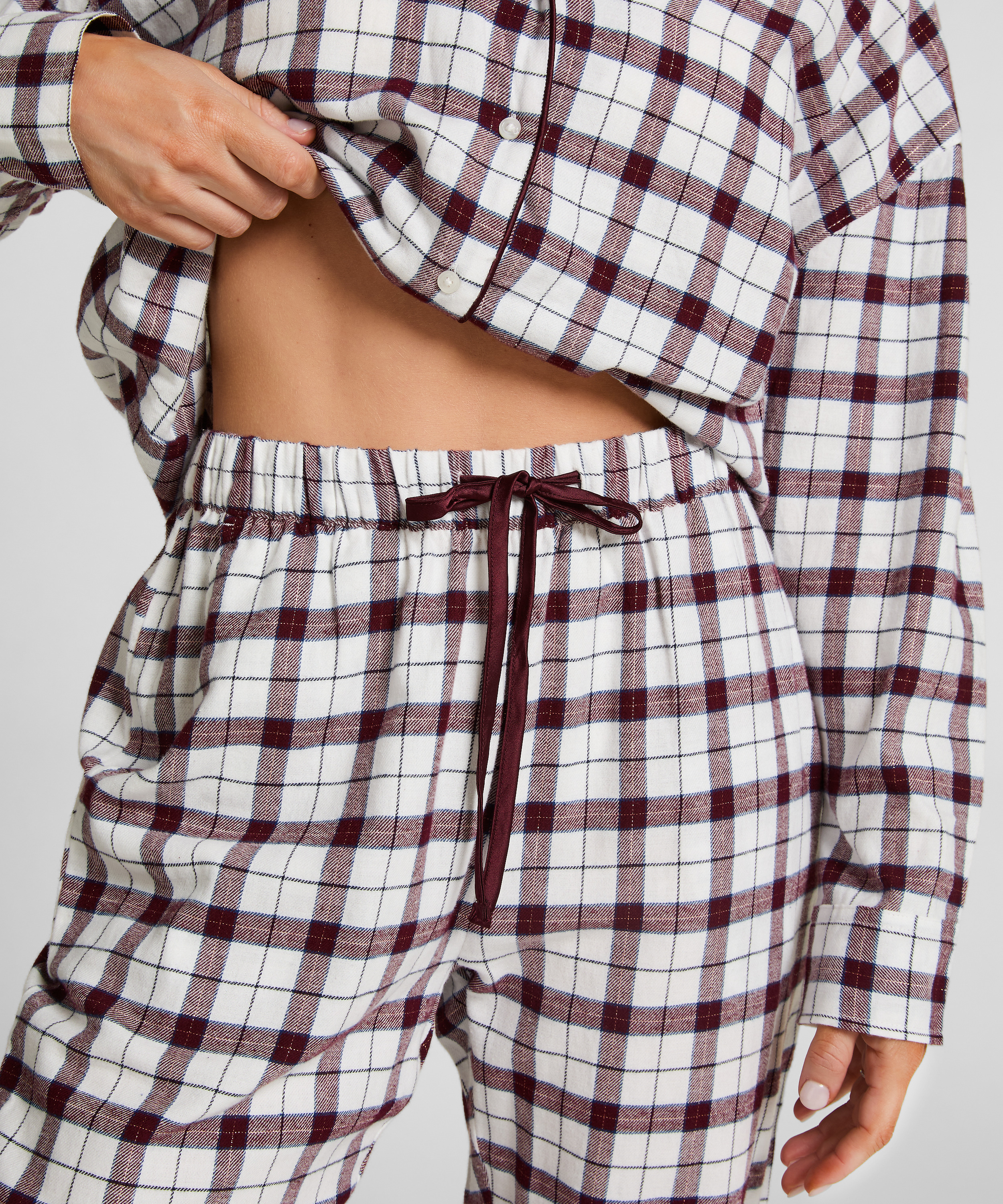 Petite Flannel Pyjama Pants, White, main
