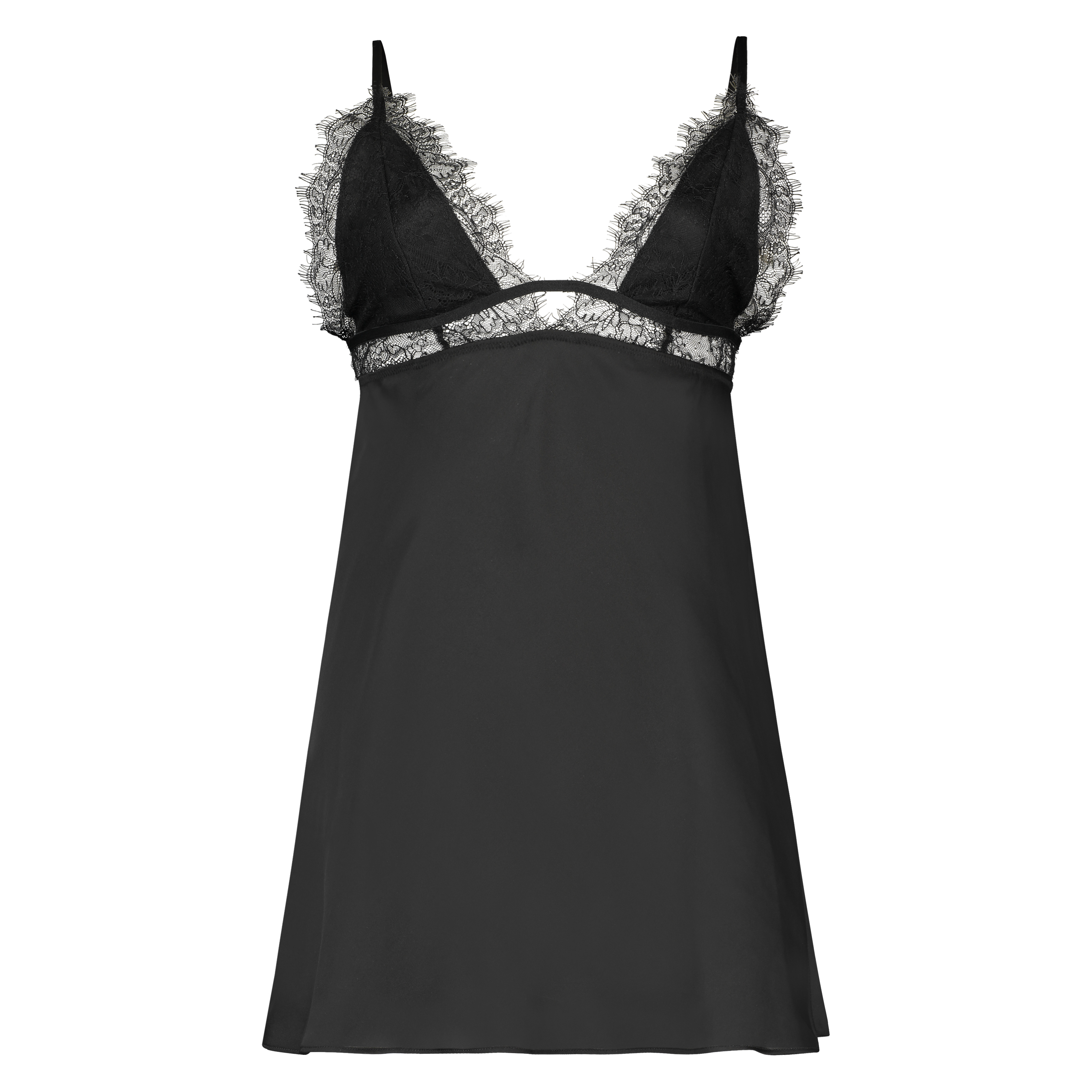 Satin Holly slip dress, Black, main