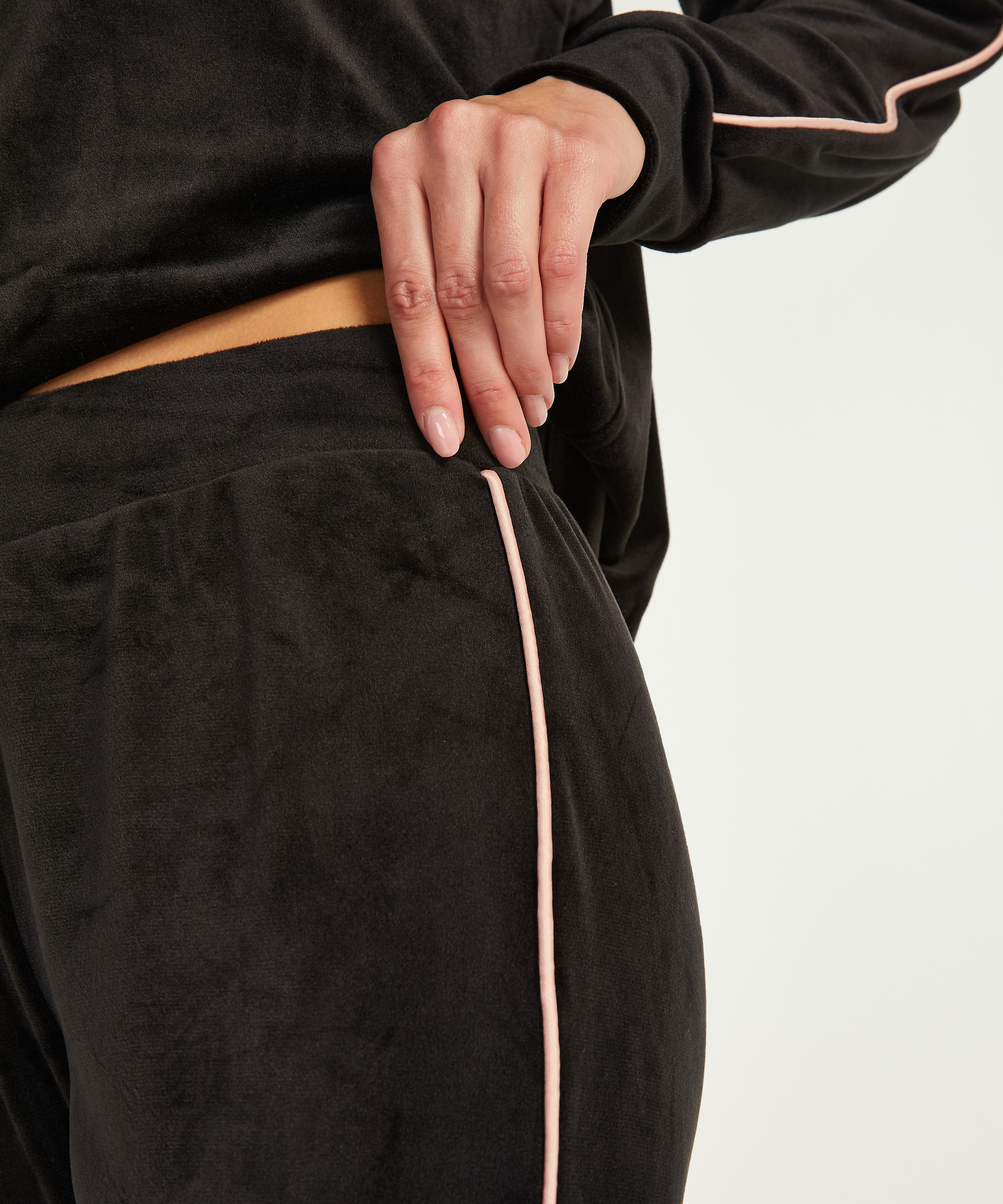 Velours Jogging Bottoms, Black, main
