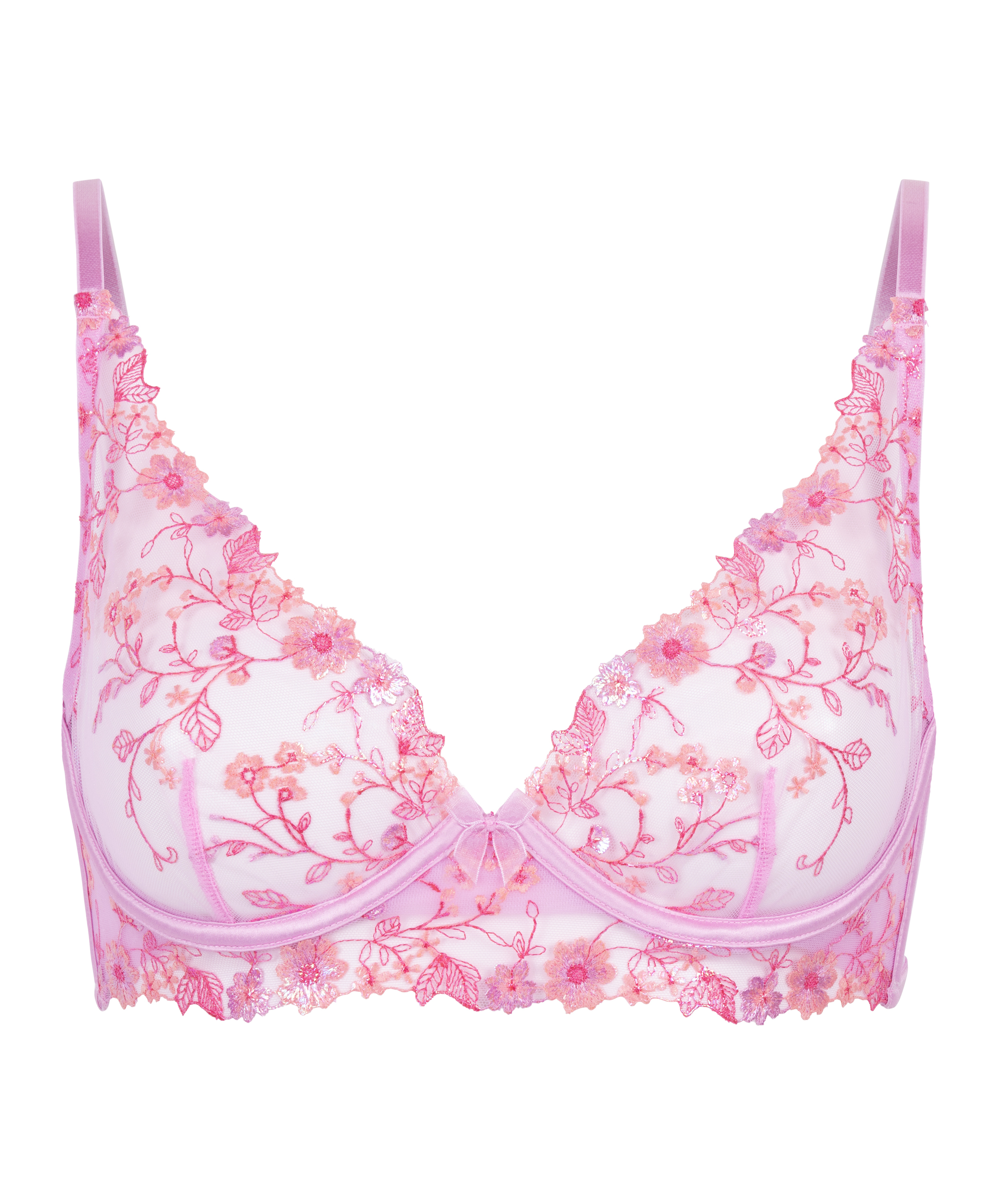 Lillia Non-Padded Underwired Longline Bra, Pink, main