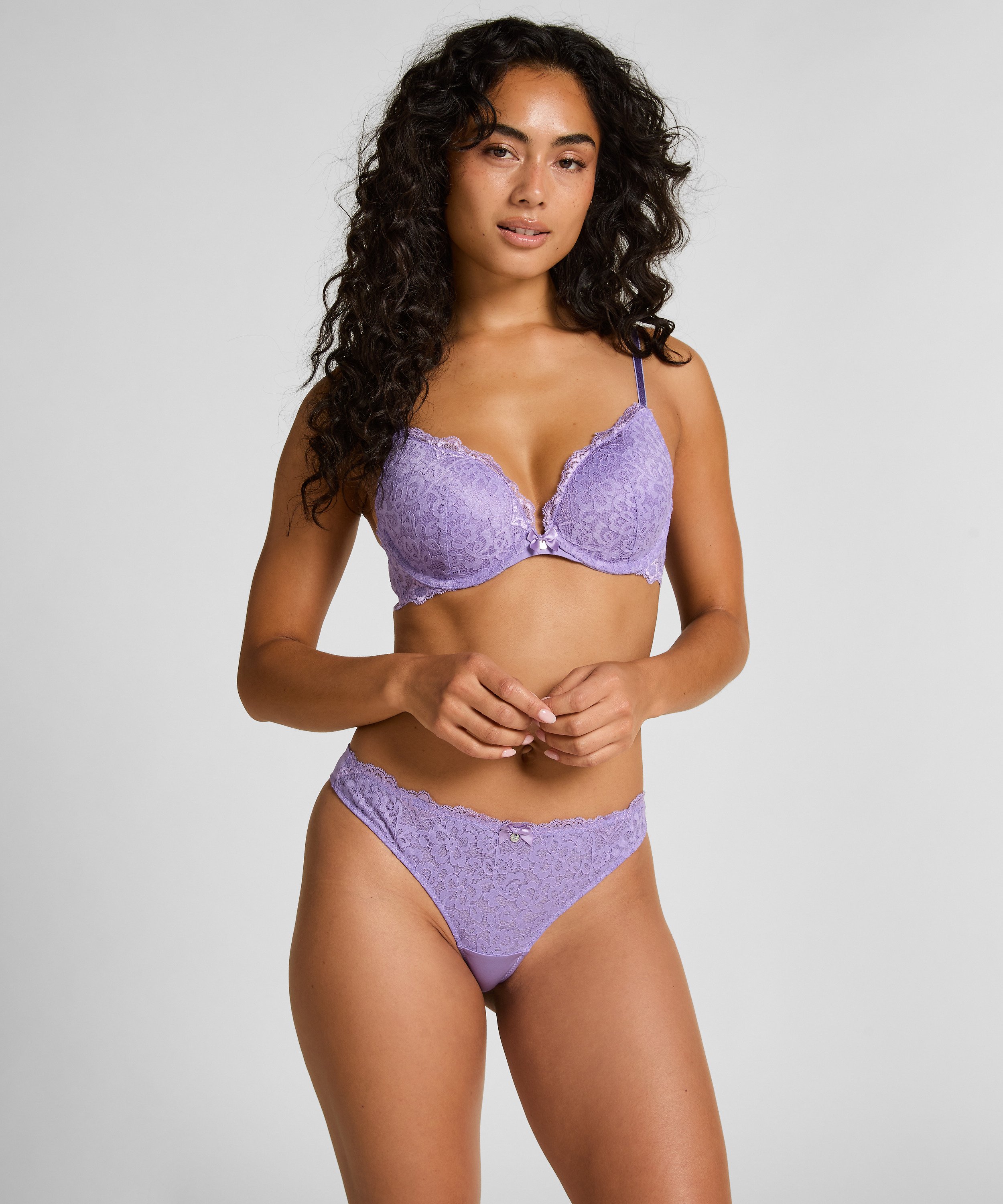 Marine Padded Underwired Push-Up Bra, Purple, main
