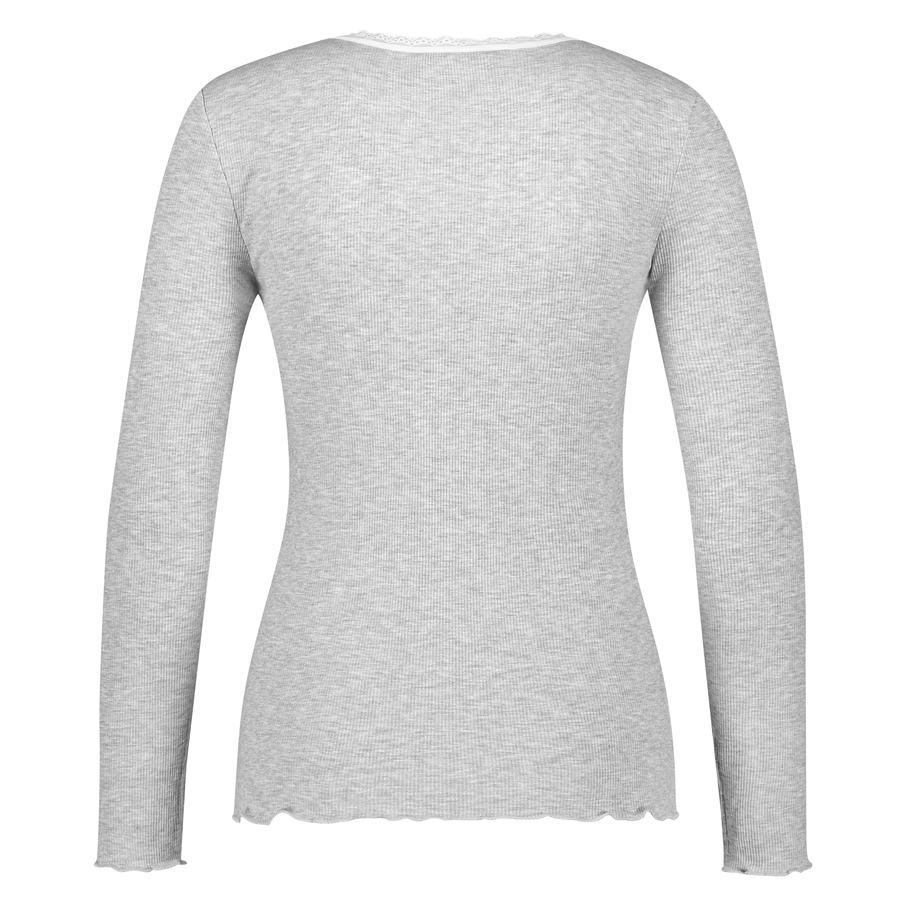 LS ribbed top R-neck, Grey, main