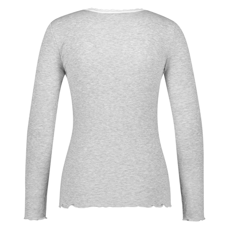 LS ribbed top R-neck, Grey