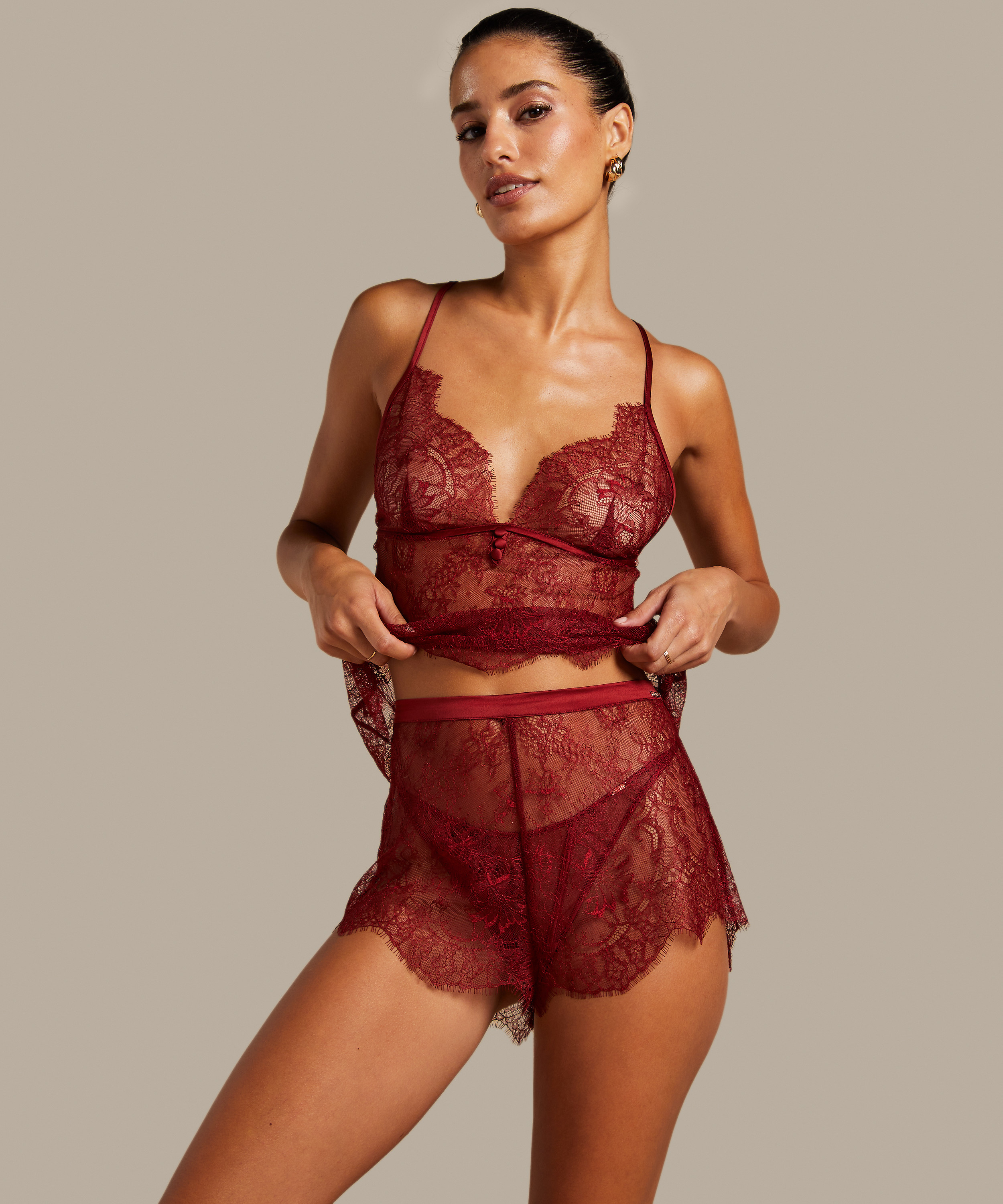 Delphine Lace Shorts, Red, main