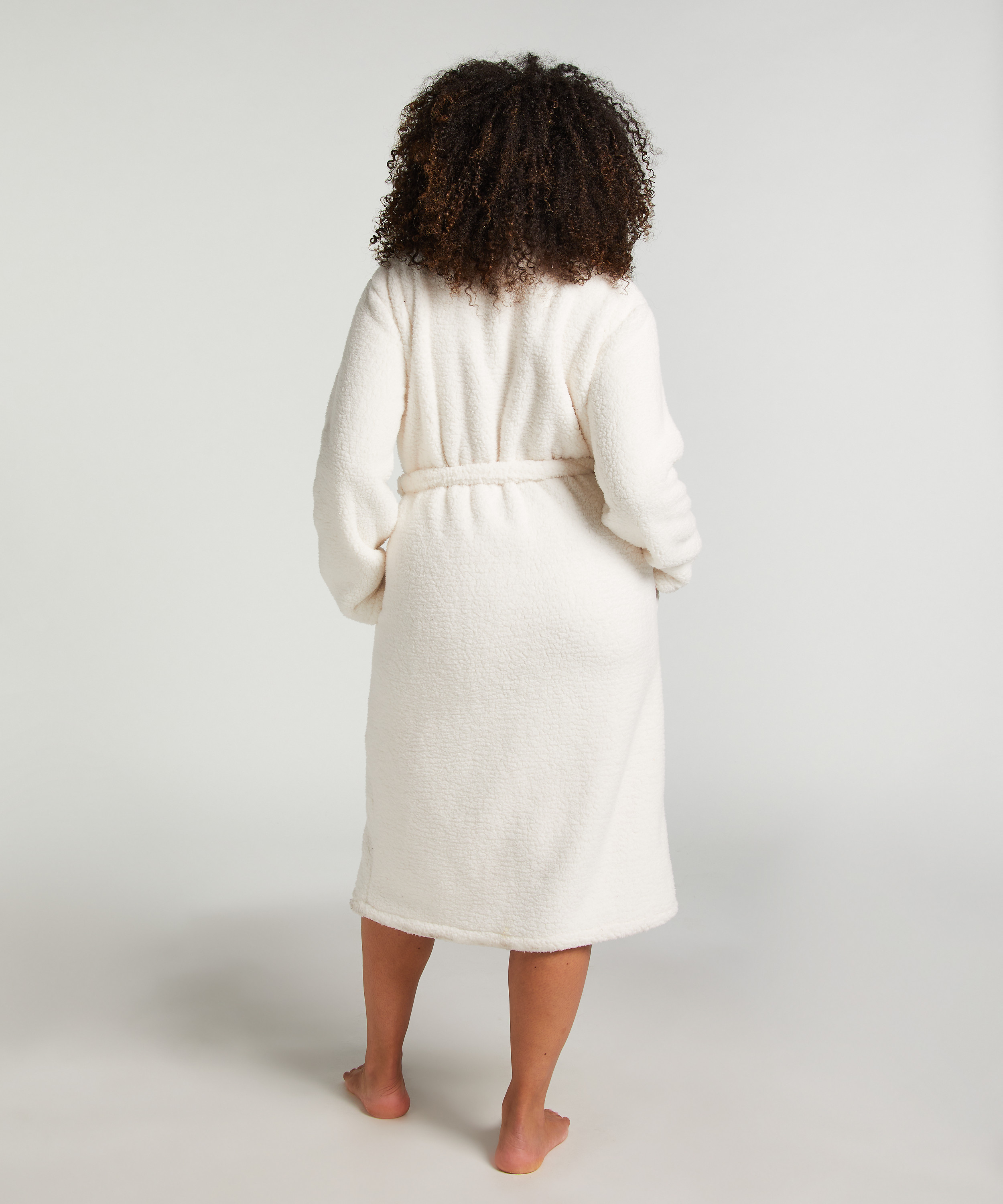 Fleece Bathrobe, White, main