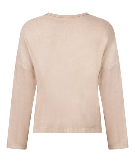 Jersey Long-Sleeved Pyjama Top, Beige