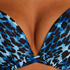Leo padded underwired bikini top, Blue