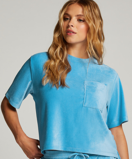 Rib Velours Top, Blue
