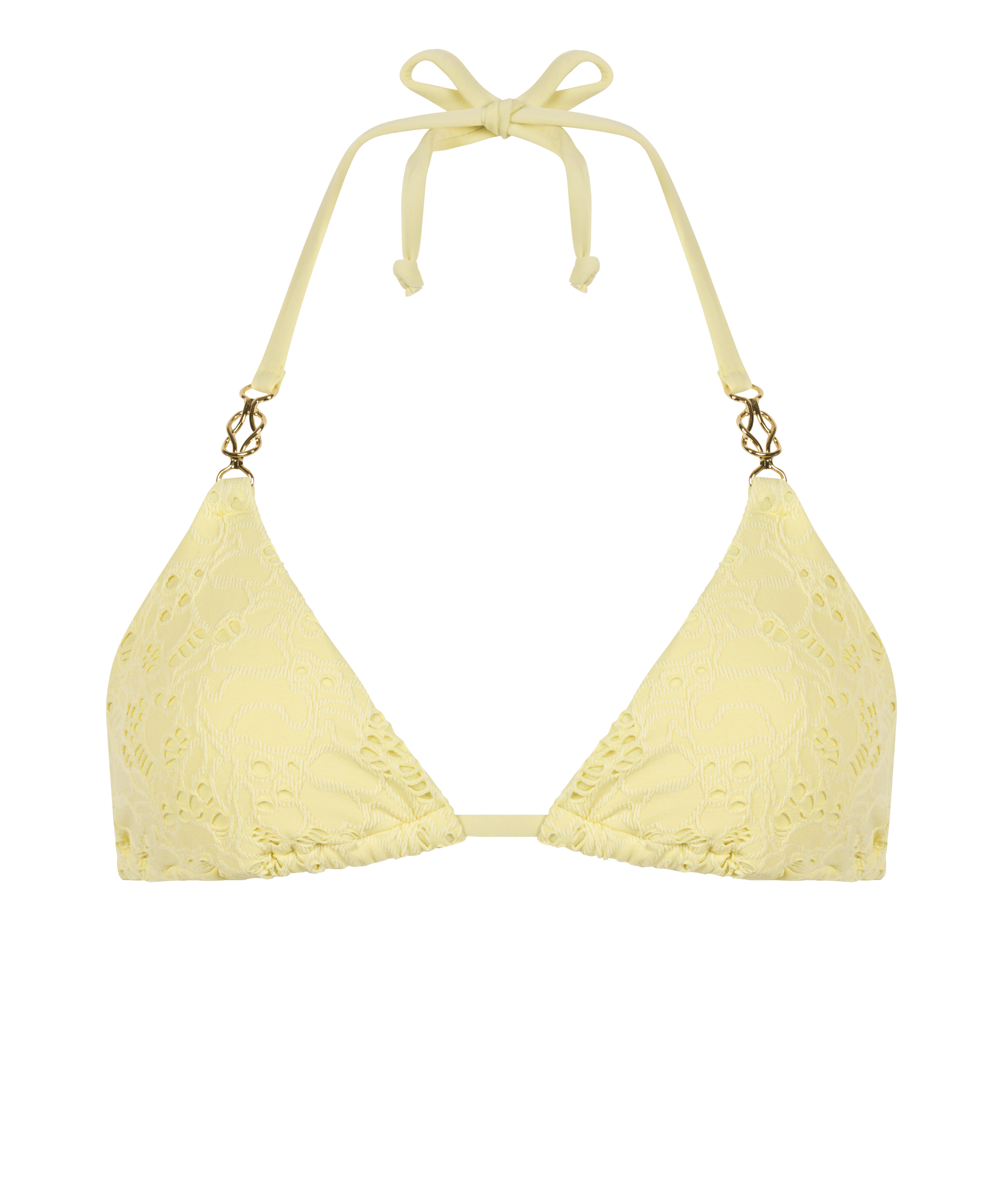 Triangle Crochet Bikini Top, Yellow, main