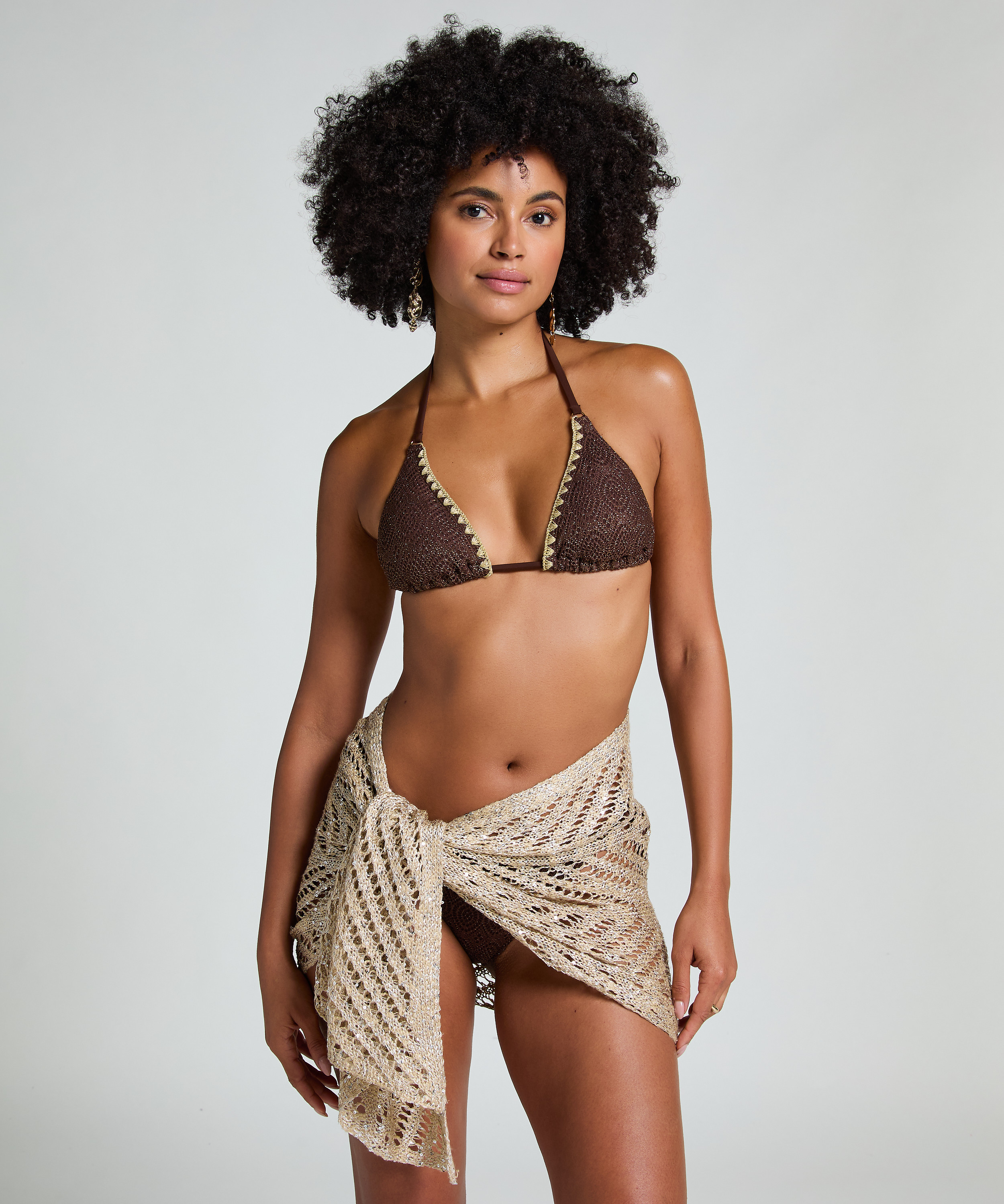 Beach Sequin Pareo, Beige, main