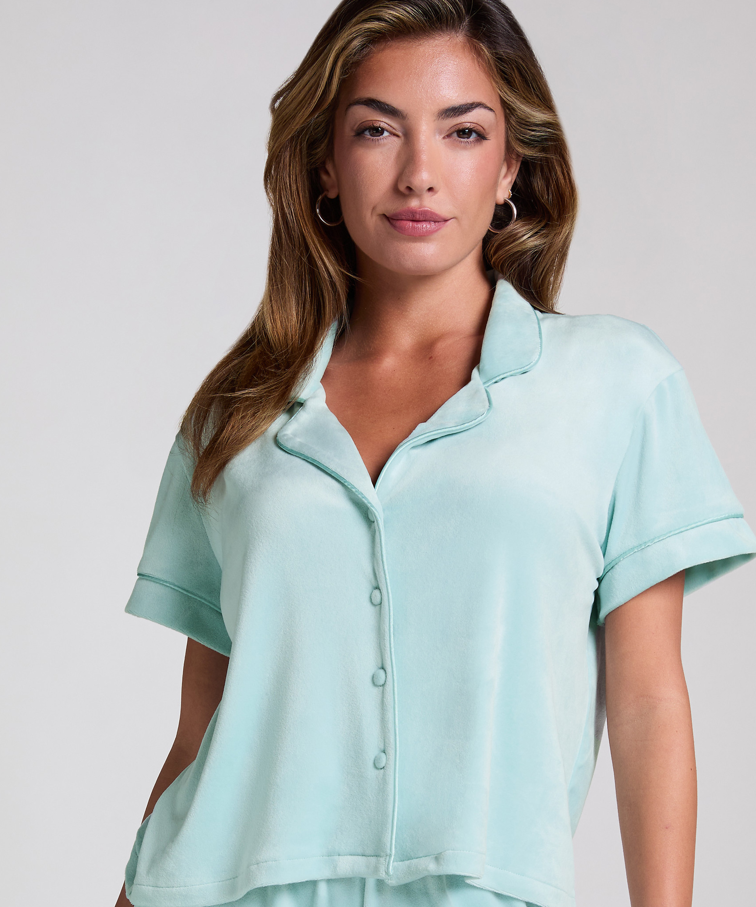 Short Sleeve Velour Jacket, Green, main