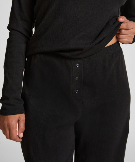 Pointelle Pyjama Pants, Black