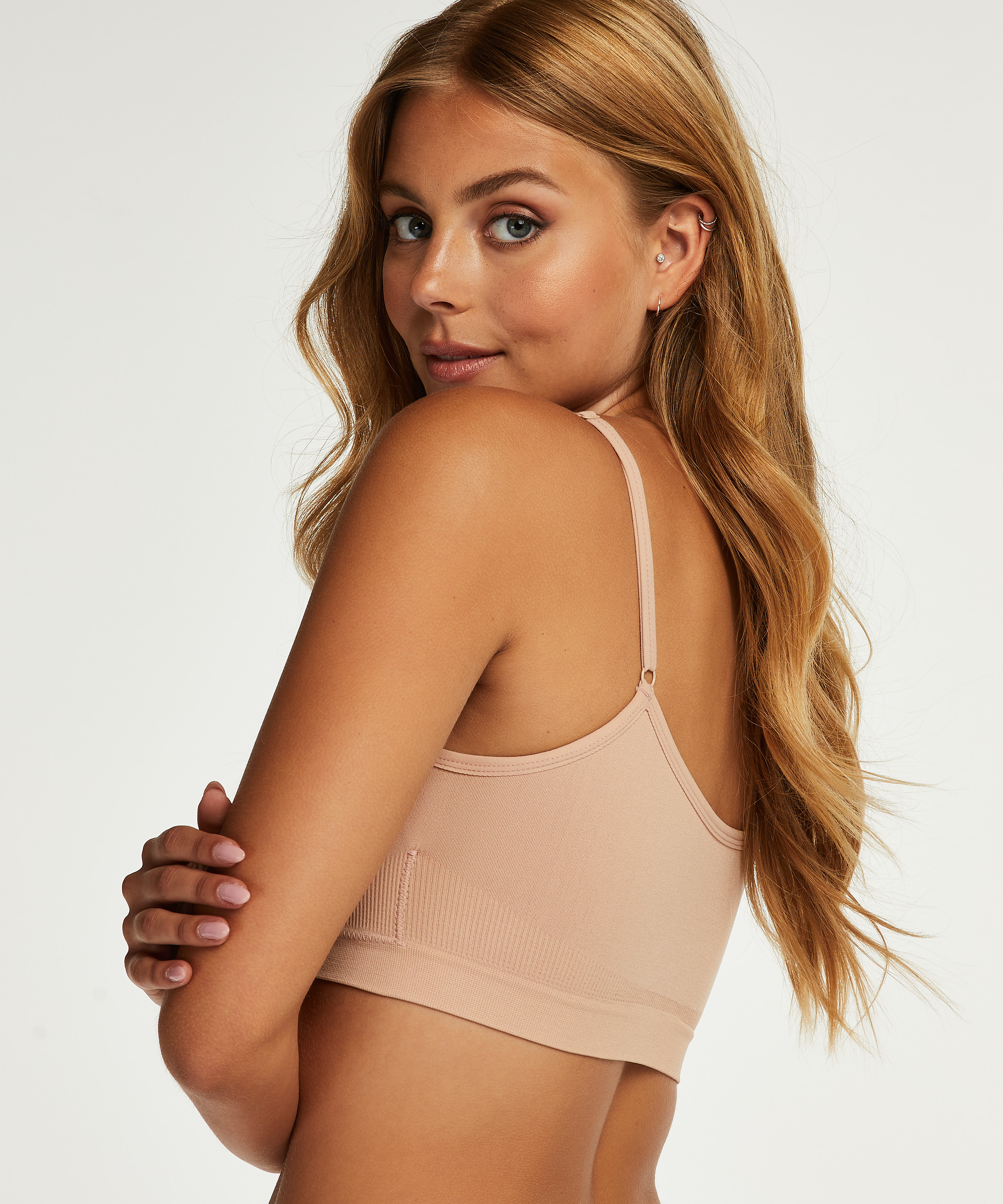 Seamless strappy top, Beige, main