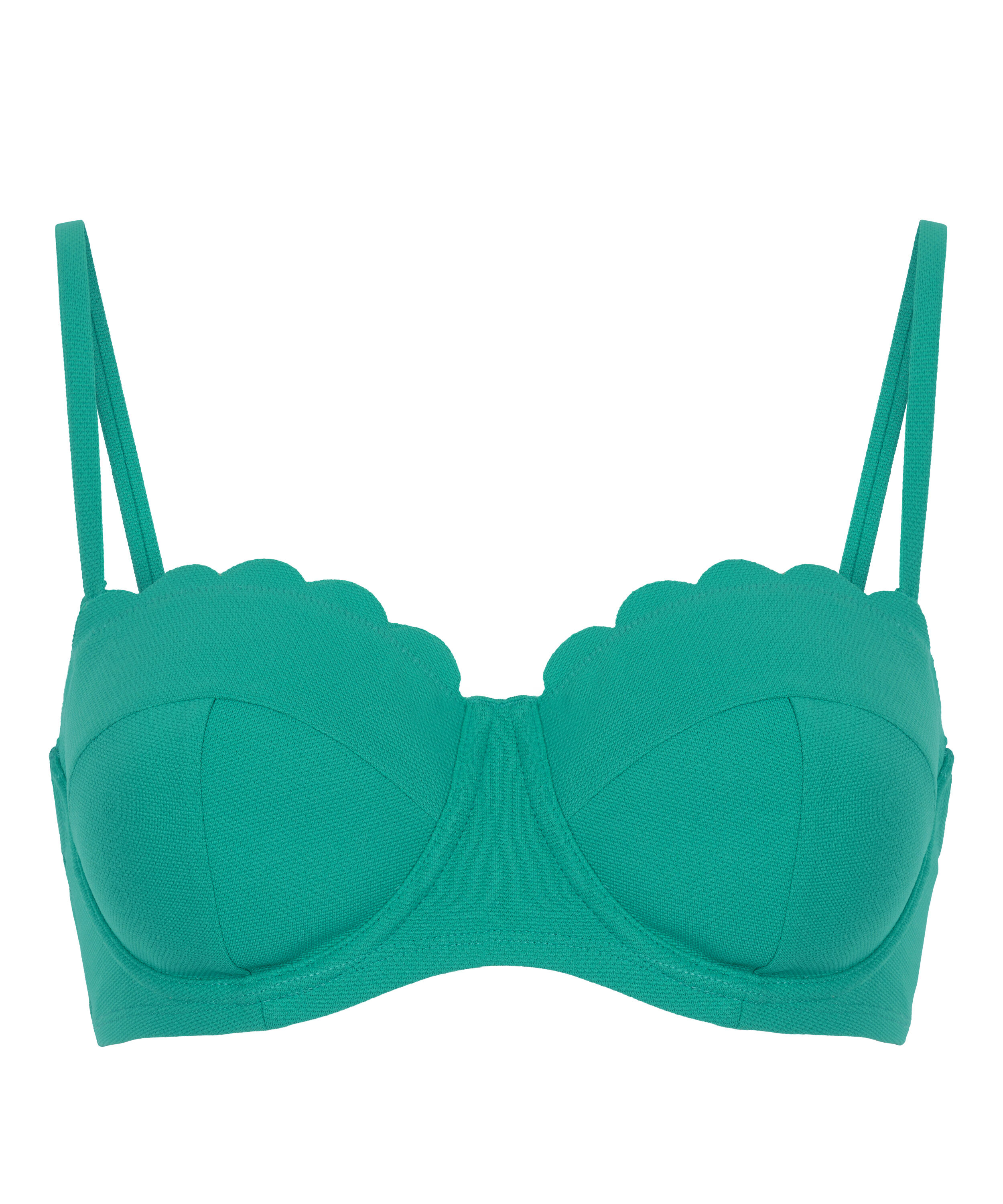 Scallop Padded Strapless Underwired Bikini Top Cup E +, Green