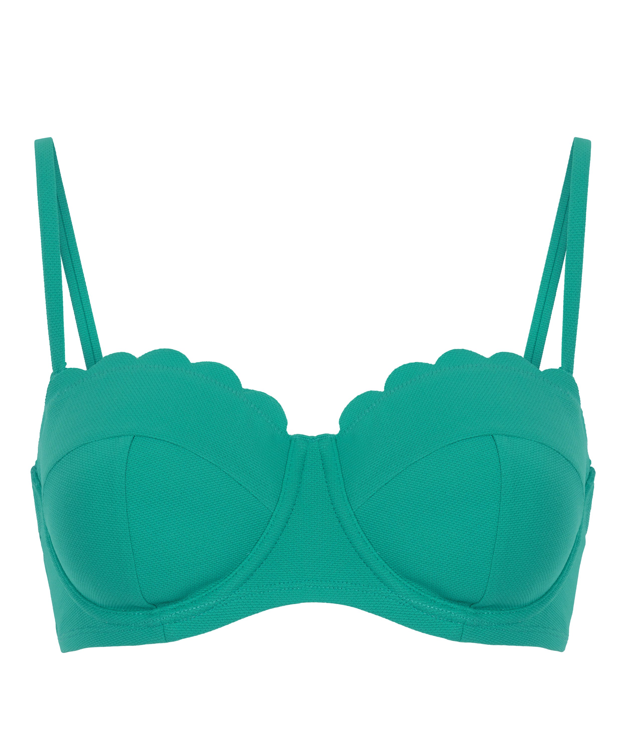 Scallop Padded Strapless Underwired Bikini Top Cup E +, Green, main