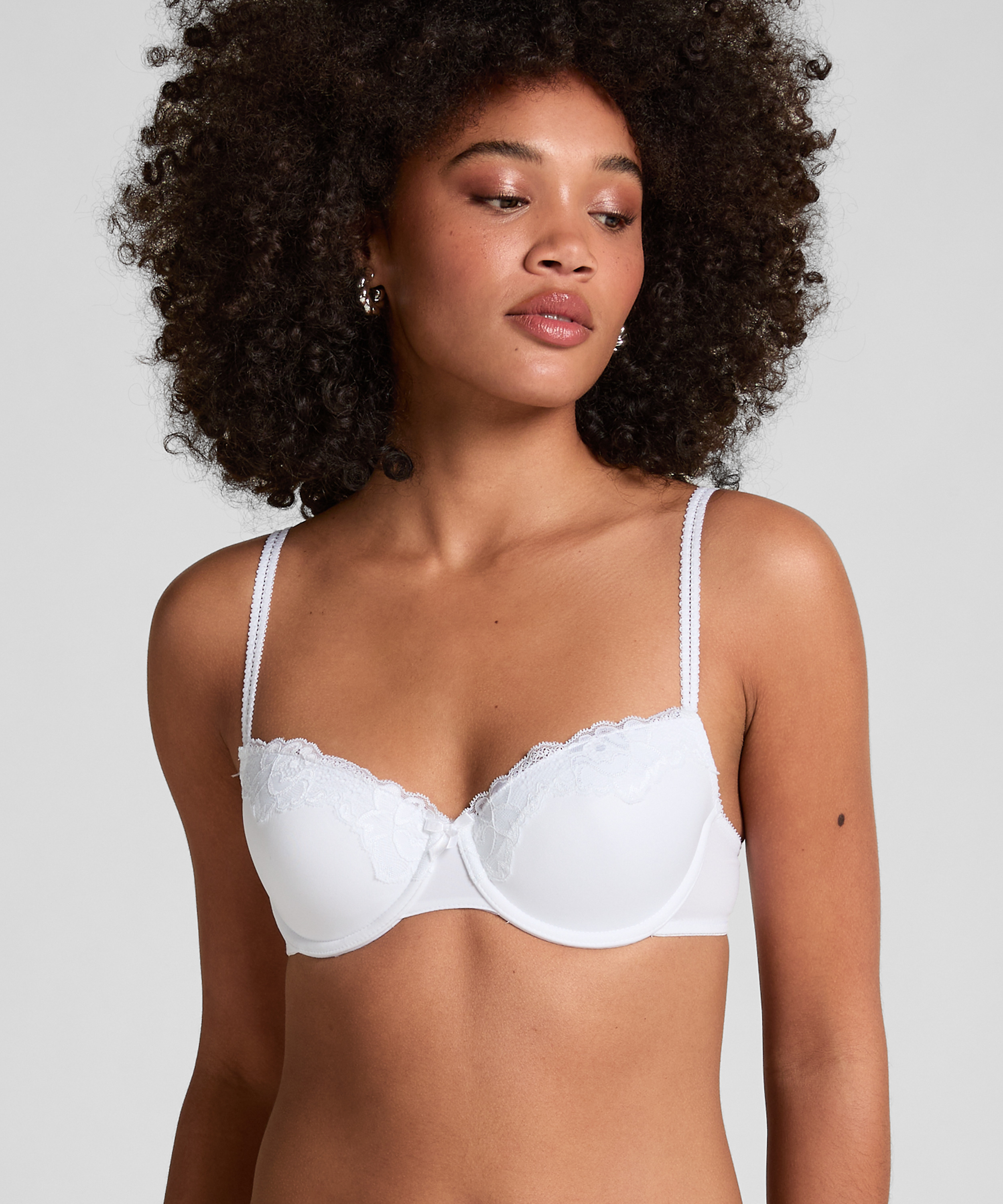 Secret Lace Padded Underwired Bra, White, main