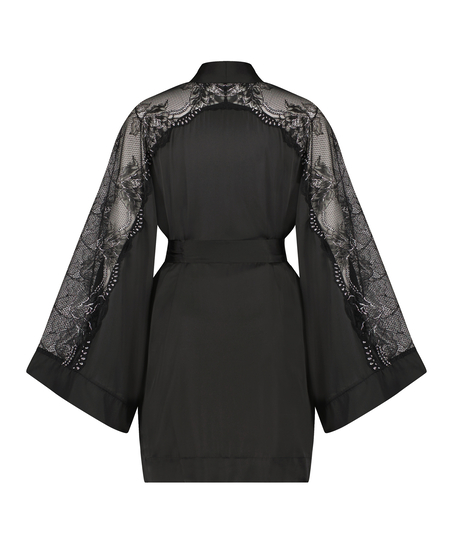 Donna Sparkle Satin Kimono, Black