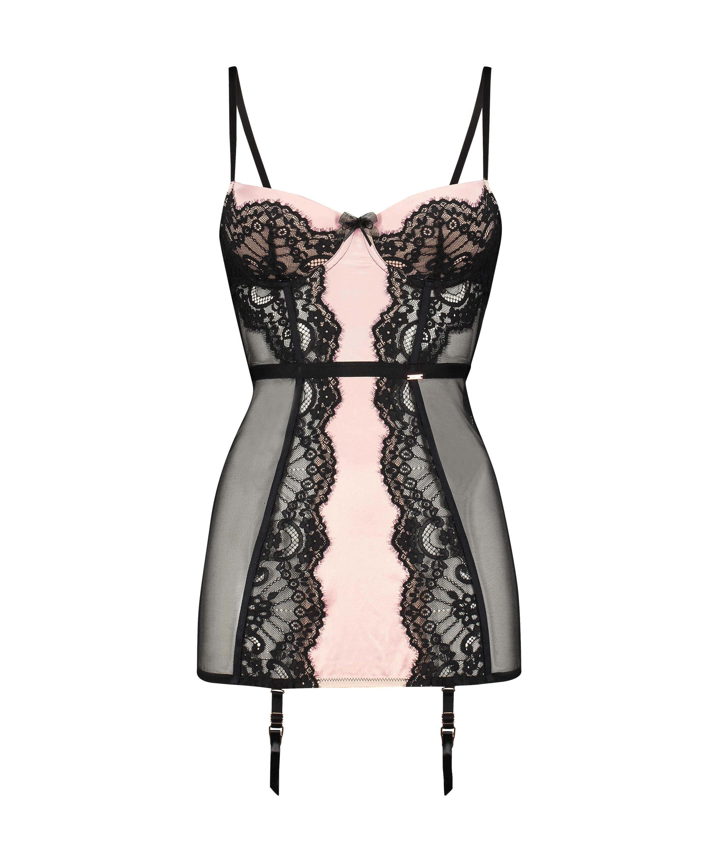 Amelia Padded Underwired Slip Dress, Black, main