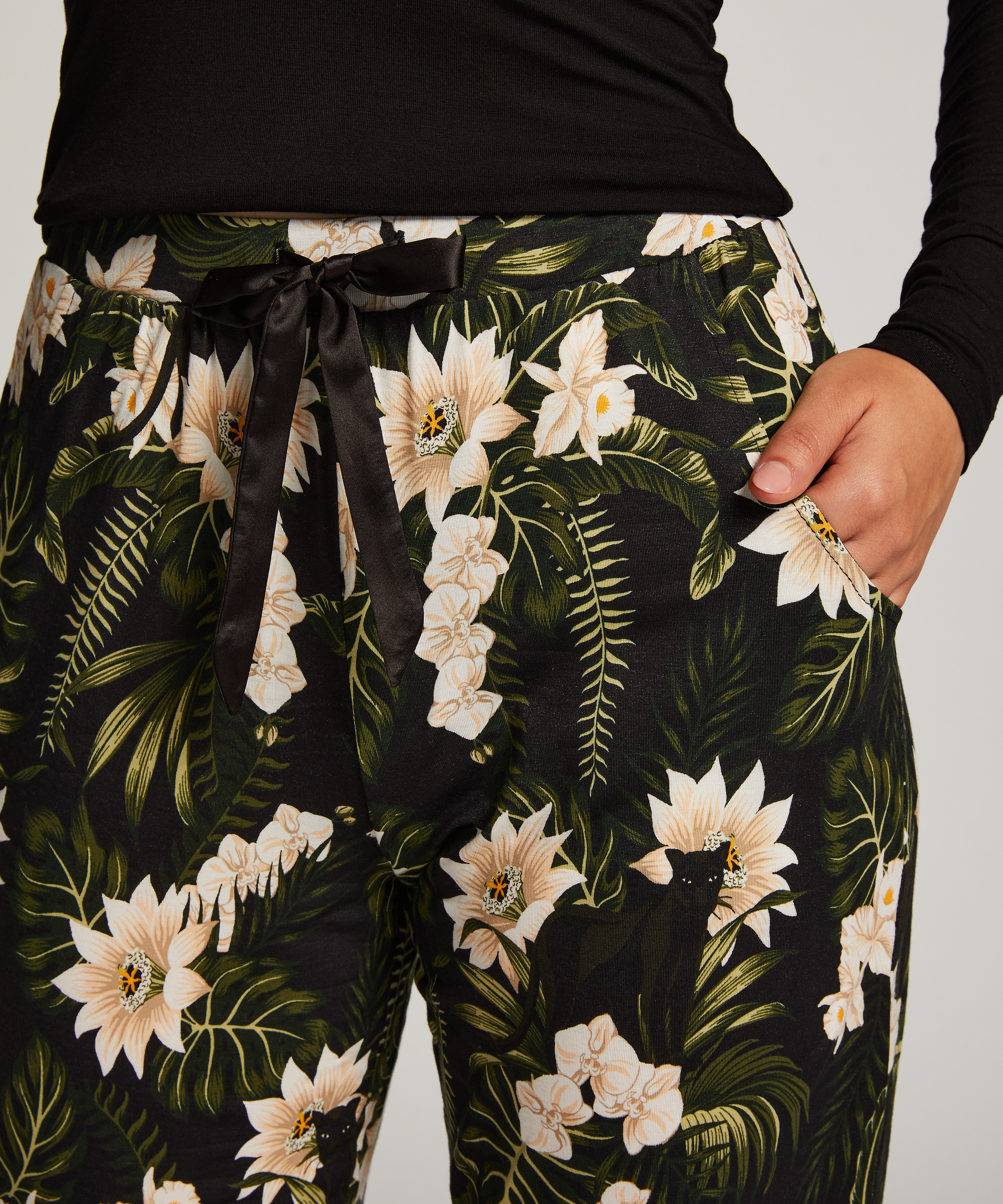 Jersey Pyjama Pants, Black, main