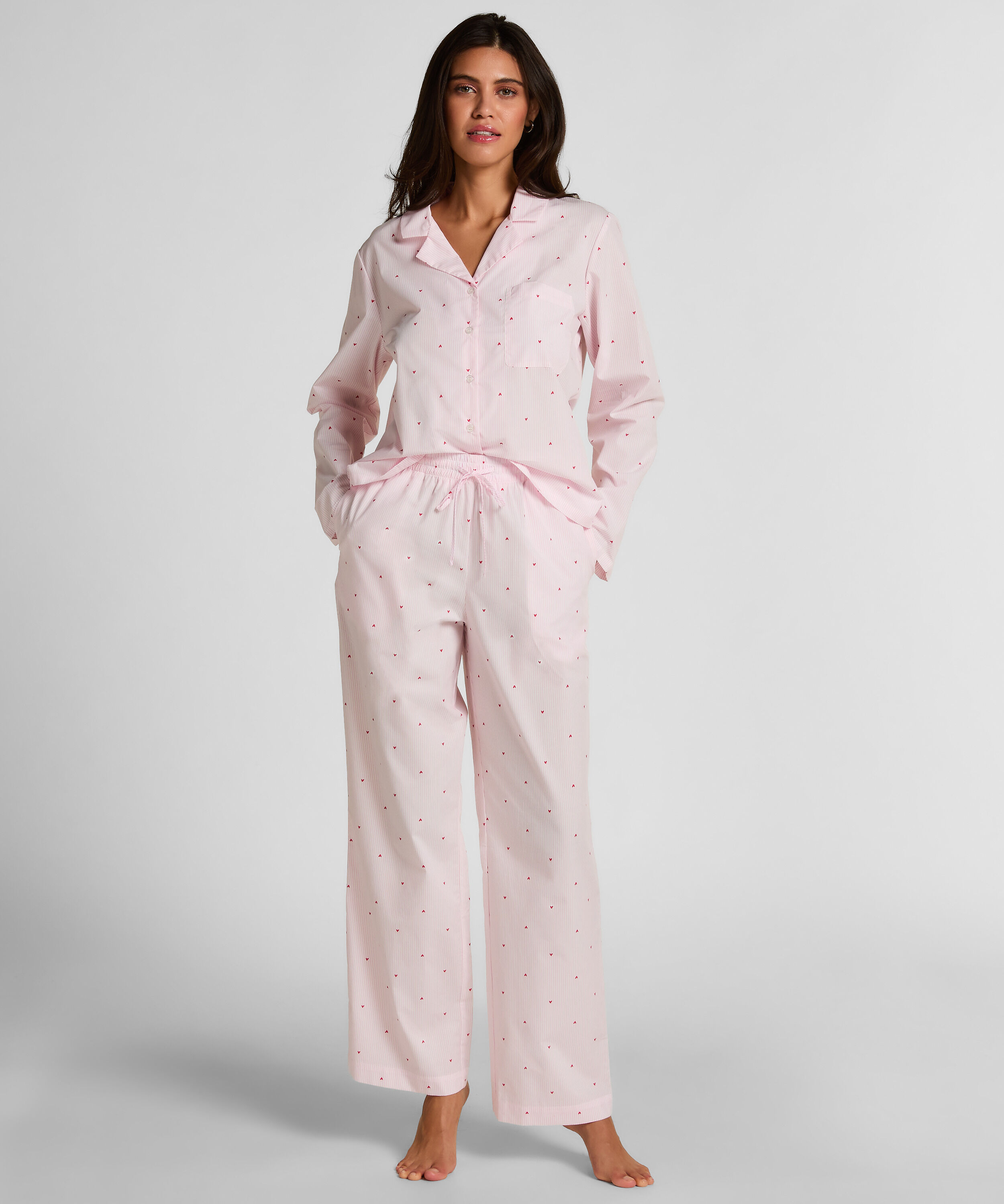 Pant Cotton Stripe Heart, White