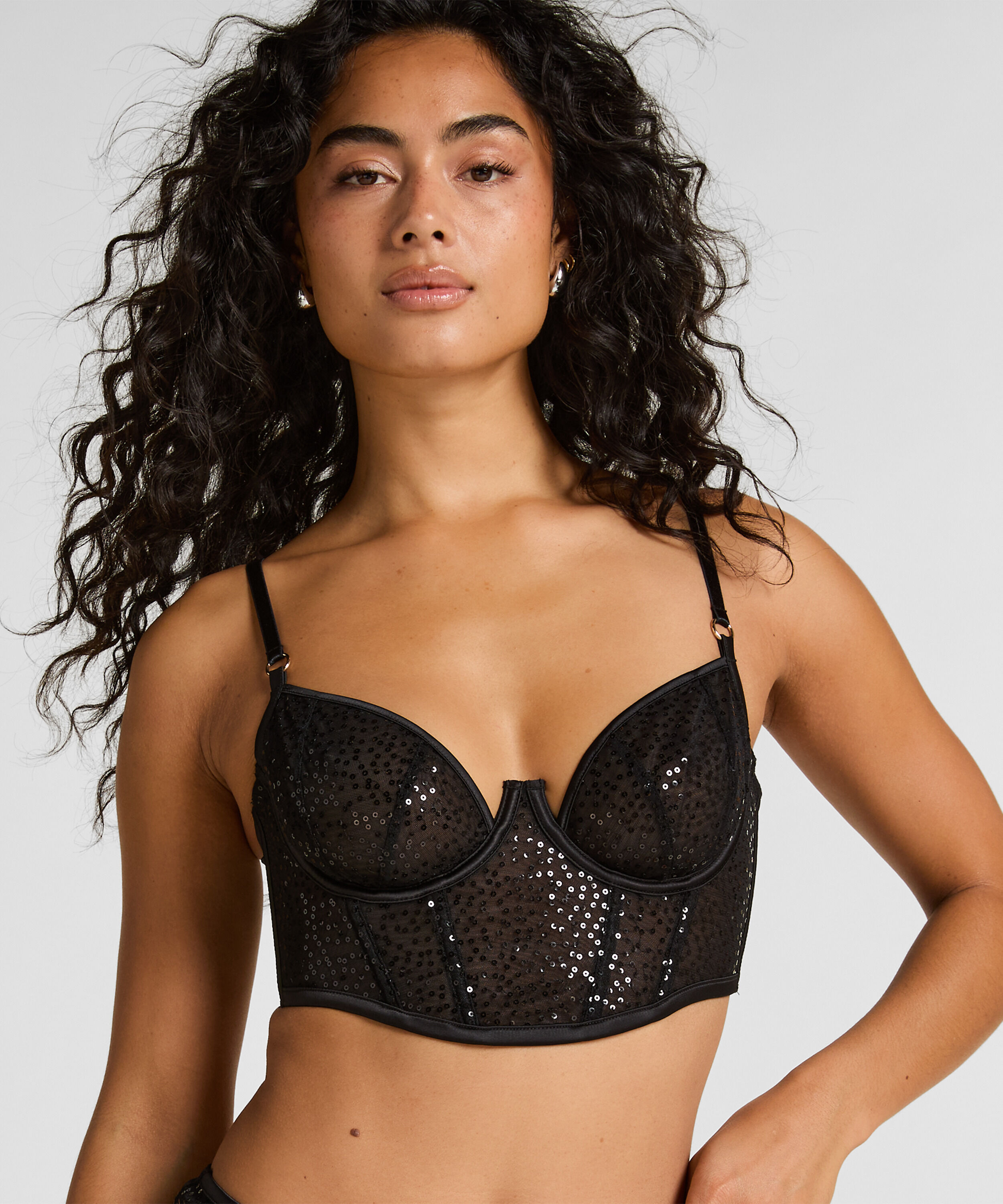 Elle Non-Padded Underwired Longline Bra, Black