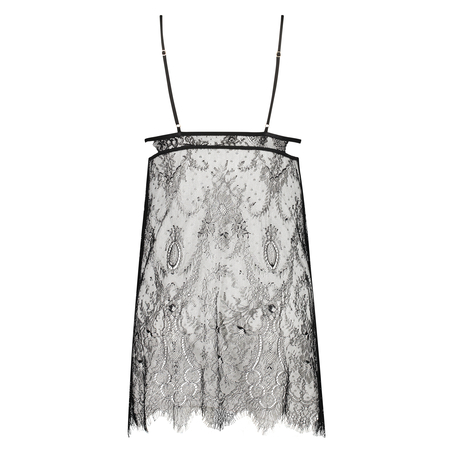 All over lace slip dress, Black