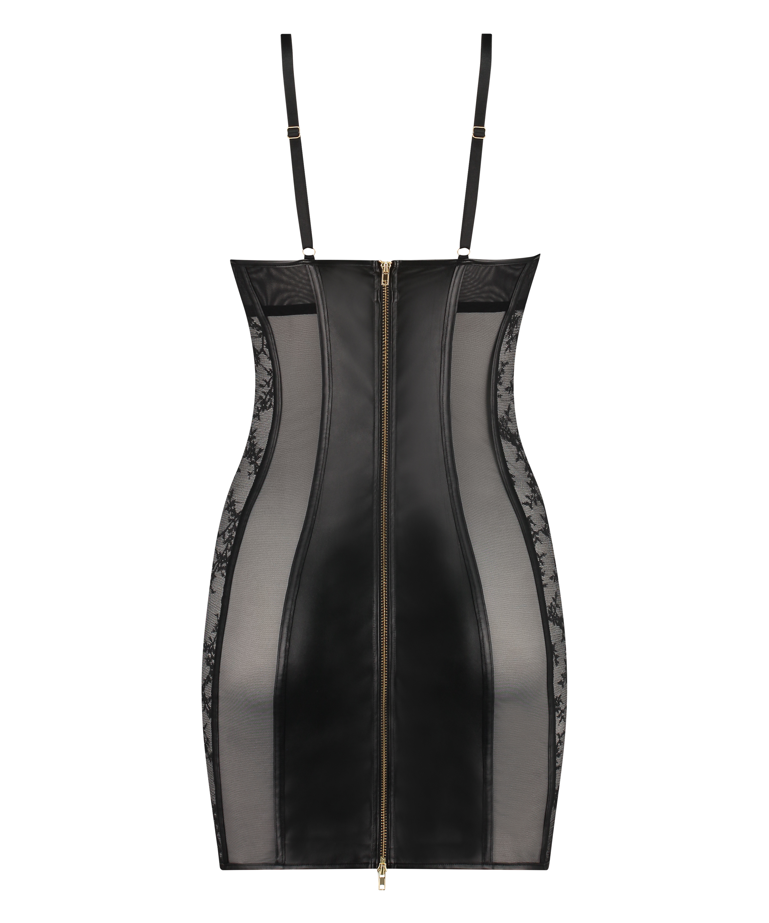 Faux Leather Slip Dress, Black, main