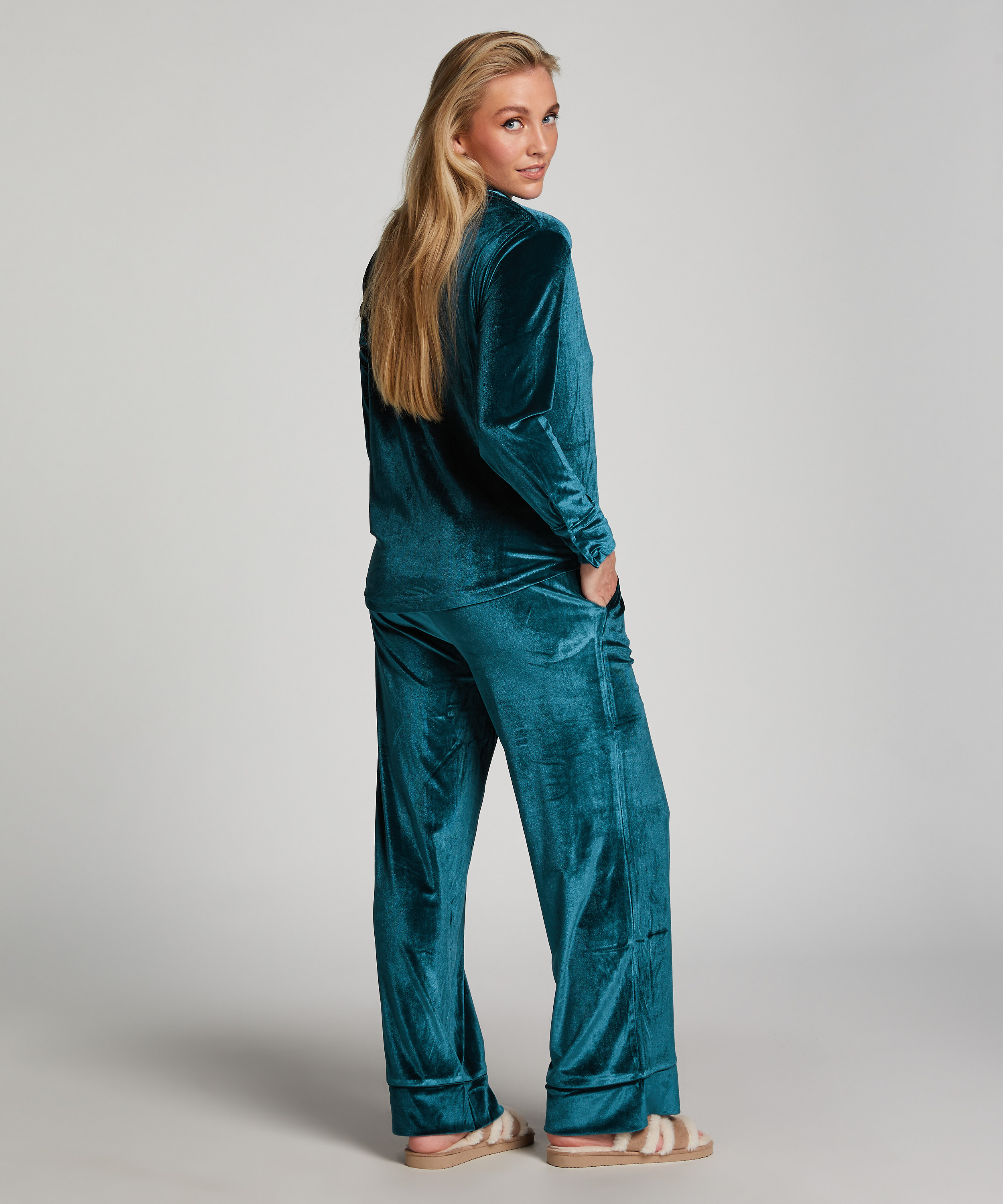 Velours Jogging Pants, Blue, main