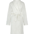 Short Fleece Ribbed Bathrobe, White