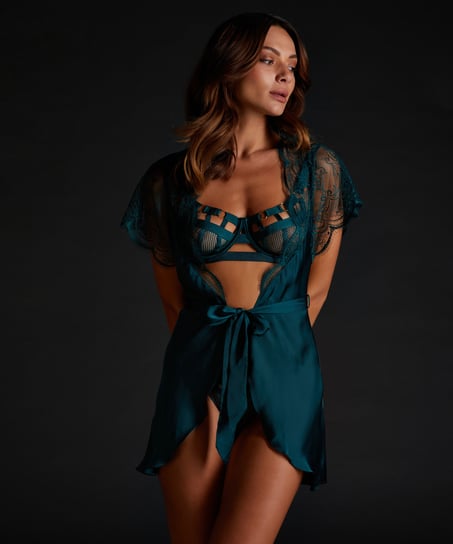 Coco satin kimono, Green