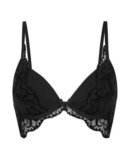 Pippa Padded Underwired Longline Push-Up Bra, Black