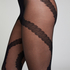 Twisted Lace Tights, Black